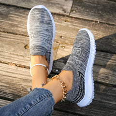 Women's Knit Breathable Mesh Athletic Running Shoes Slip on Walking Shoes
