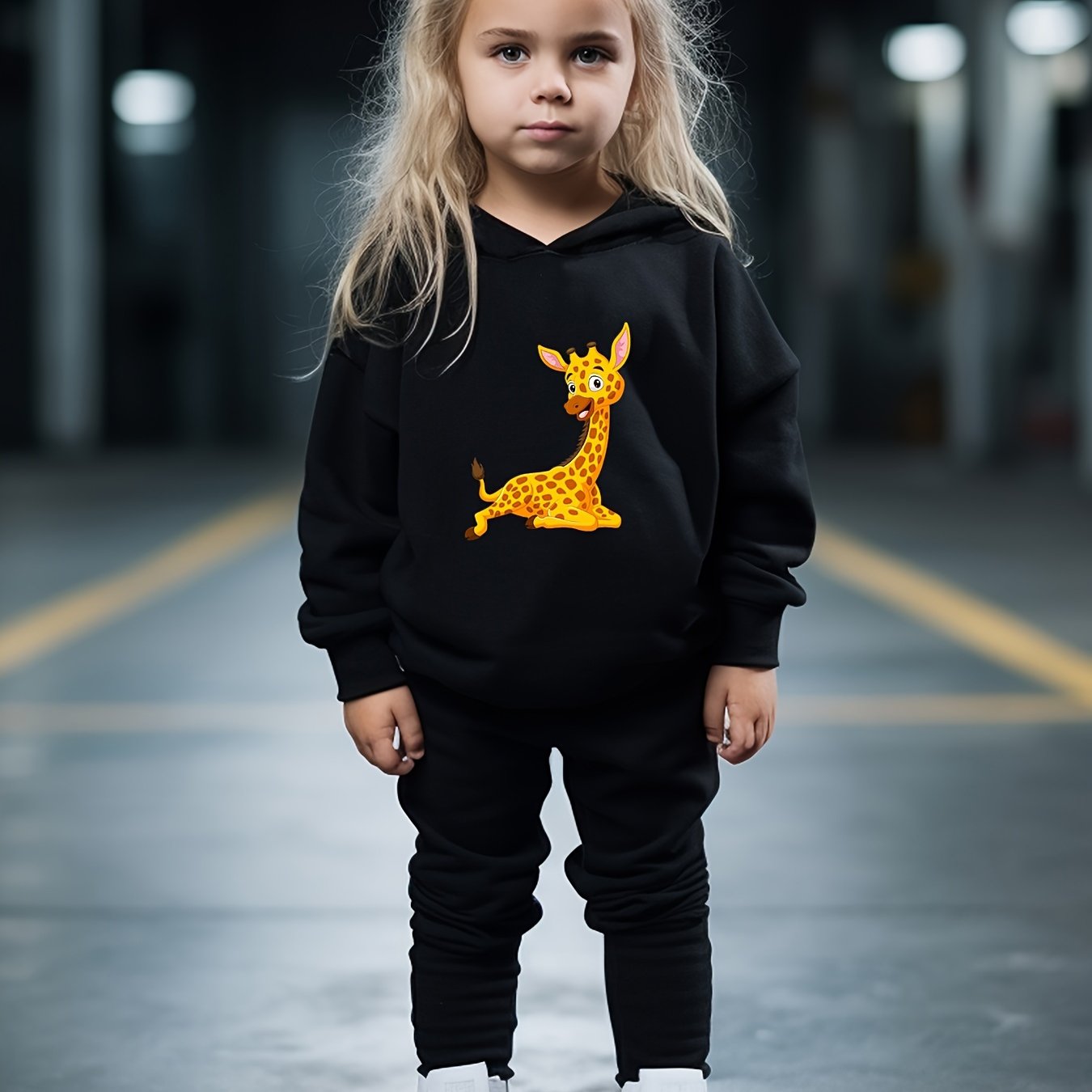 OERYUI Giraffe Print Hoodies Pants Set For Kids Spring Fall Sports Gift