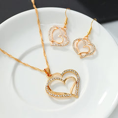 French Romantic Style Jewelry Set - Heart Earrings & Necklace