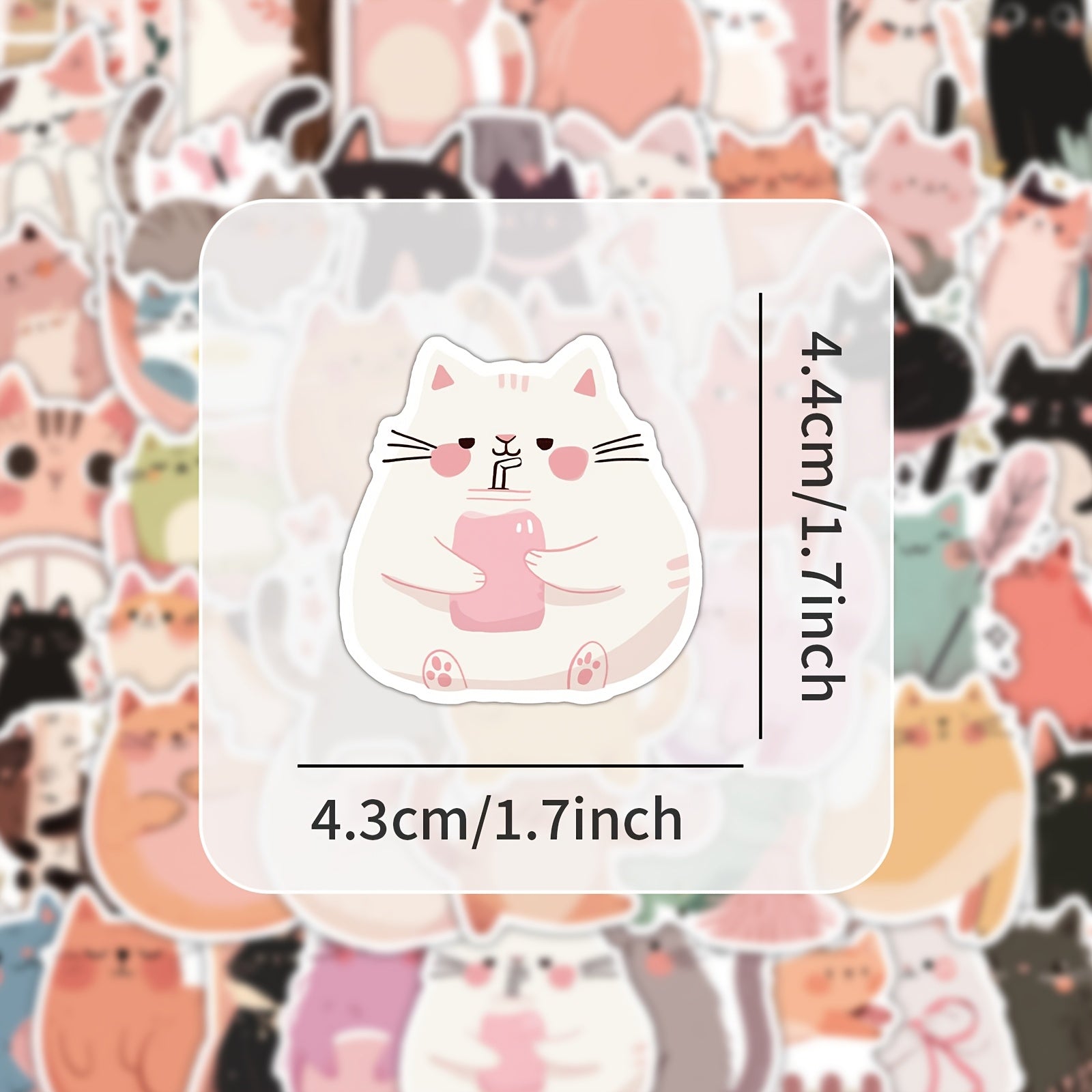 52pcs WhimsyCat Cartoon Cat Stickers Vinyl Self Adhesive Decals