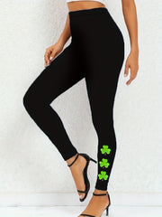 Shamrock Print Leggings Slim Casual Every Leggings Women's Clothing