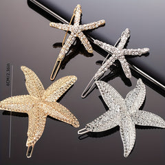 Ocean Series Rhinestone Starfish Hair Clip for Women Girls