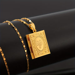 Men's Photo Box Pendant Necklace Casual Jewelry Plated