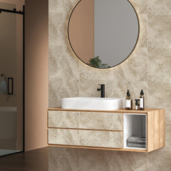 4pcs Marble Pattern Floor Stickers Non Slip Waterproof Tile