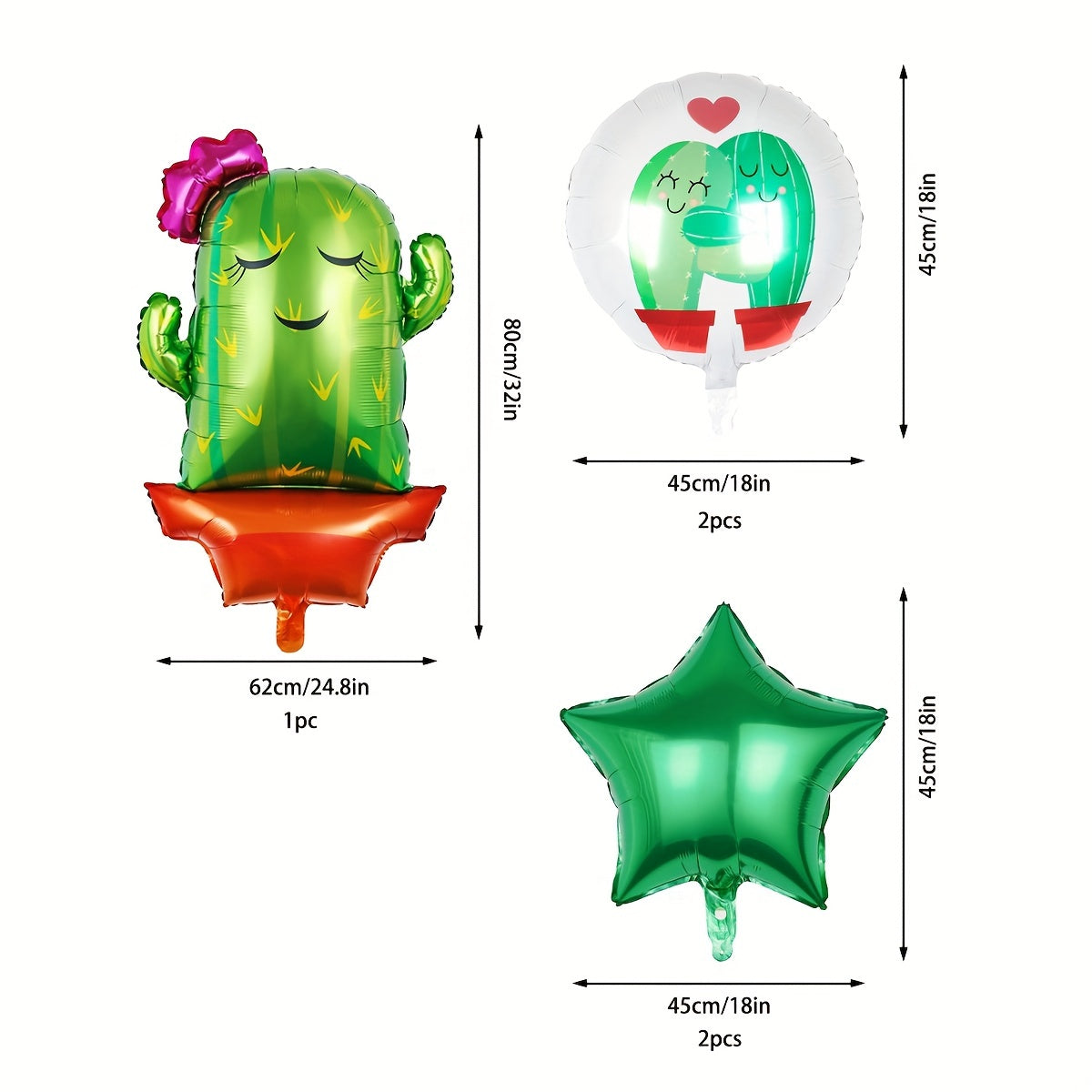 5pcs Green Cactus Balloon Set Birthday Party Decoration
