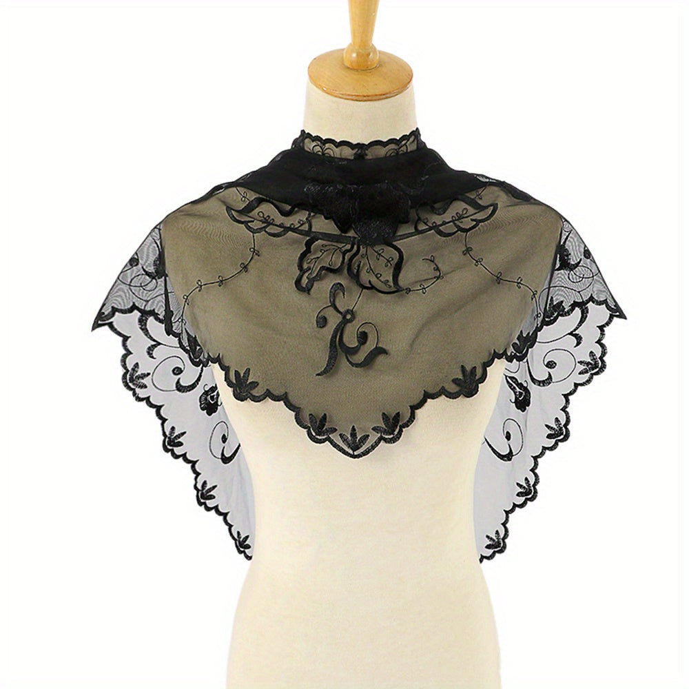 Lace Flower Embroidery Triangle Scarf Classic Church Head Veil