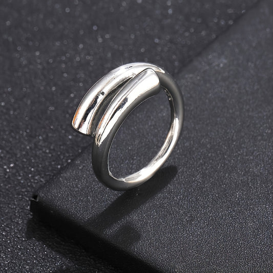 Minimalist Female Creative Geometry Ring Silver Plated Jewelry Gift