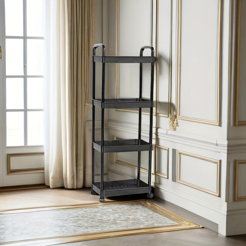 1pc Movable Kitchen Storage Rack with Wheels Metal and Plastic
