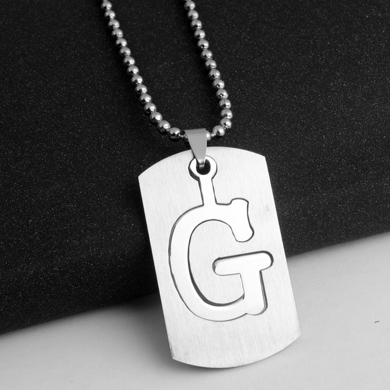 Men's Letter Pendant Necklace Stainless Steel Punk Chain A N