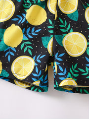 Girls Lemon Graphic Romper Jumpsuit Shorts Beach Holiday Outfit