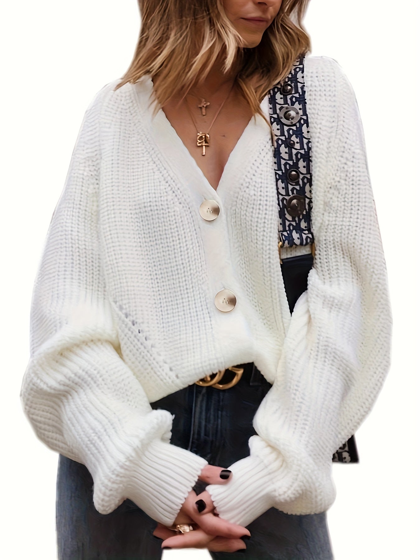  V-Neck Button Cardigan
