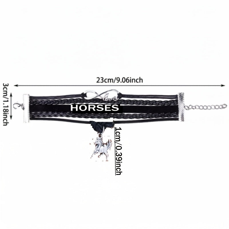 Infinity Love Horse Bracelet - Men Unisex Brown