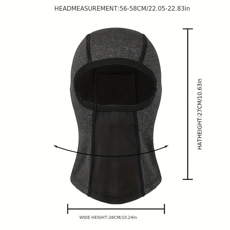 Gray Balaclava Face Mask Adjustable Windproof UV Protection Hoodie Hat