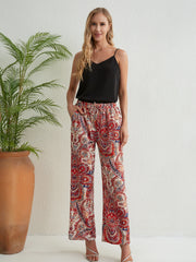 Paisley Print Drawstring Pants Bohemian Pants For Spring & Summer