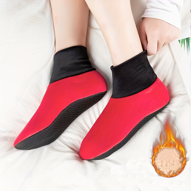 Plush Lined Socks Soft & Warm Non slip Floor Socks Women's Stockings