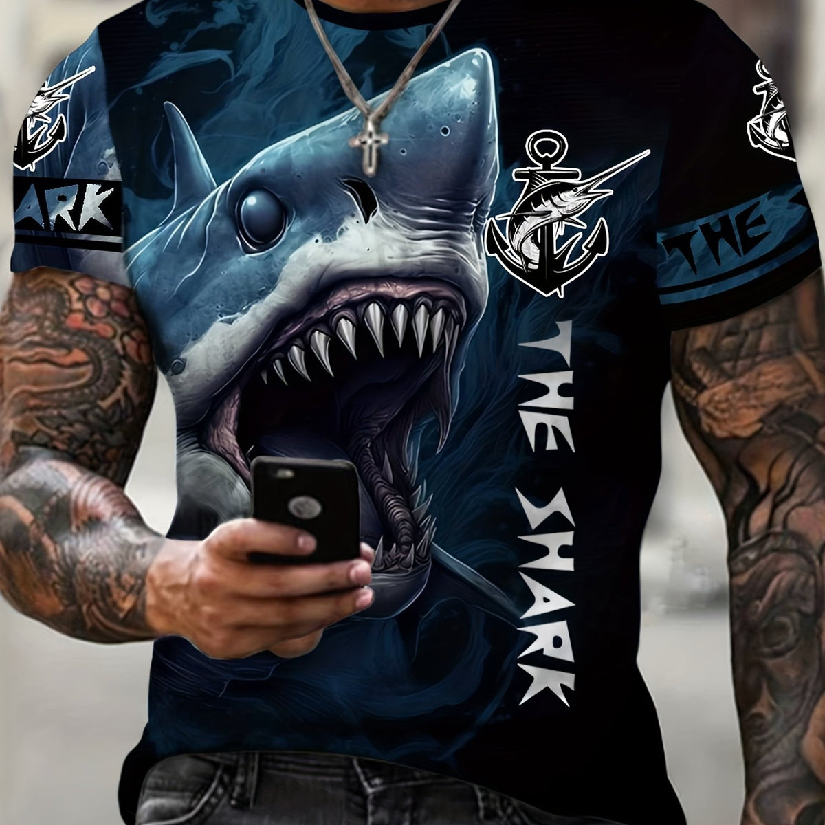 Shark 3D Print Men's Tee Short Sleeve Graphic Shirt