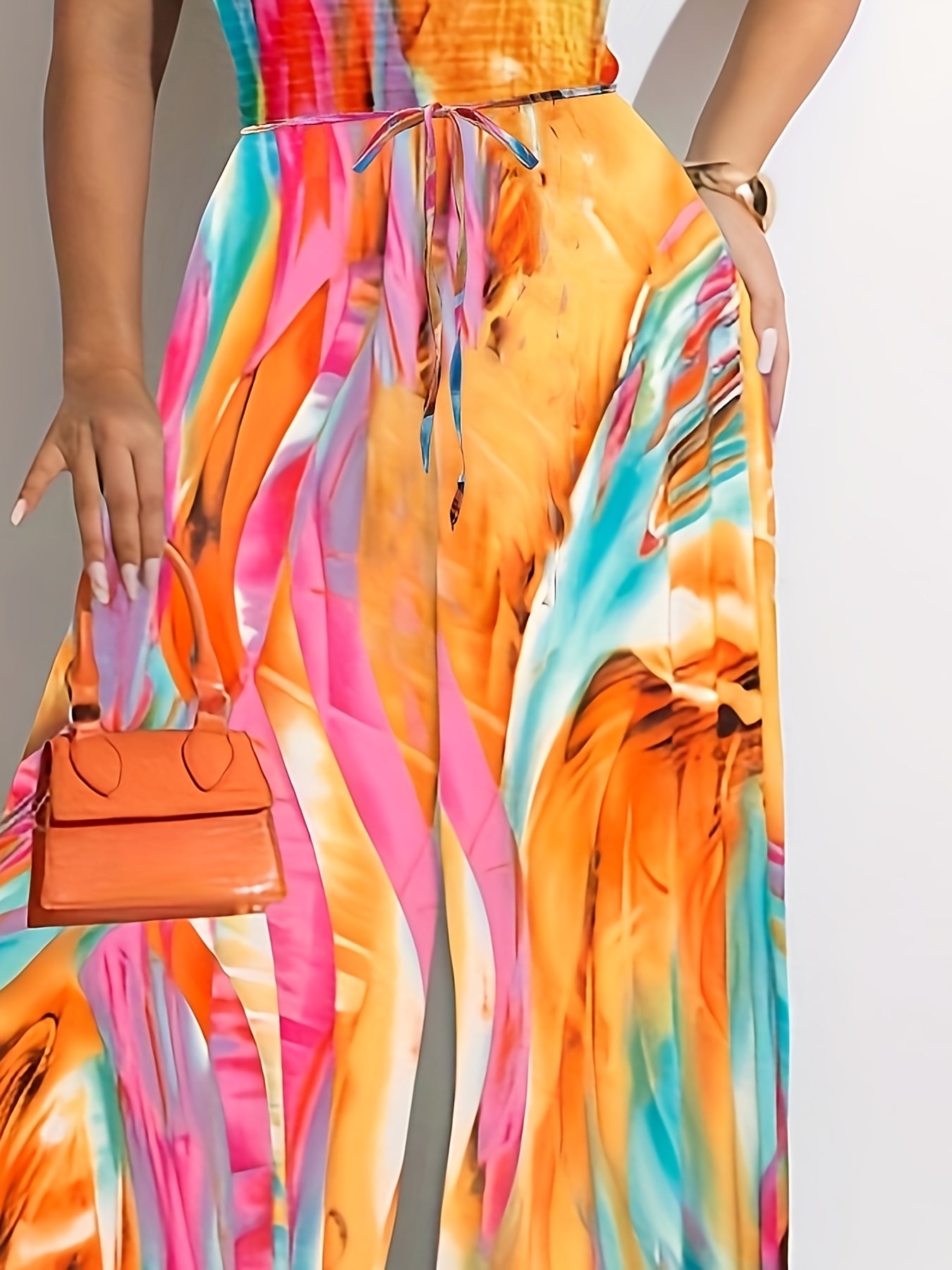  Casual Tube Jumpsuit Women's Plus Random Print