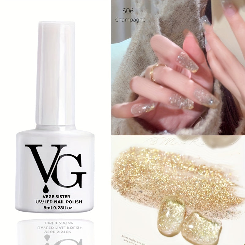 Reflective Glitter Gel Nail Polish with Cat Eye and Chameleon Effect