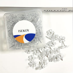100pcs Transparent Flower Push Pins Thumb Tacks for Bulletin Board