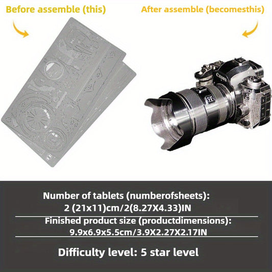 Metallic 3D Puzzle Kit Full Metal Stainless Steel DSLR Camera Model