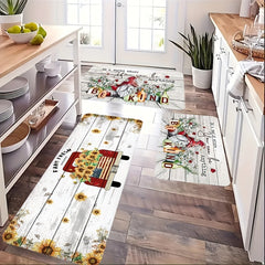Wood Grain Print Kitchen Mat Non-slip Waterproof Runner Rug Stain-resi...