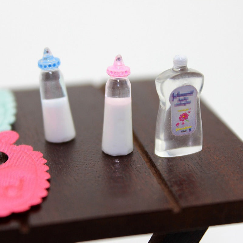 DOLLHOUSE Food Toy Scene Model Dollhouse with Mini Bottle Napkin Set