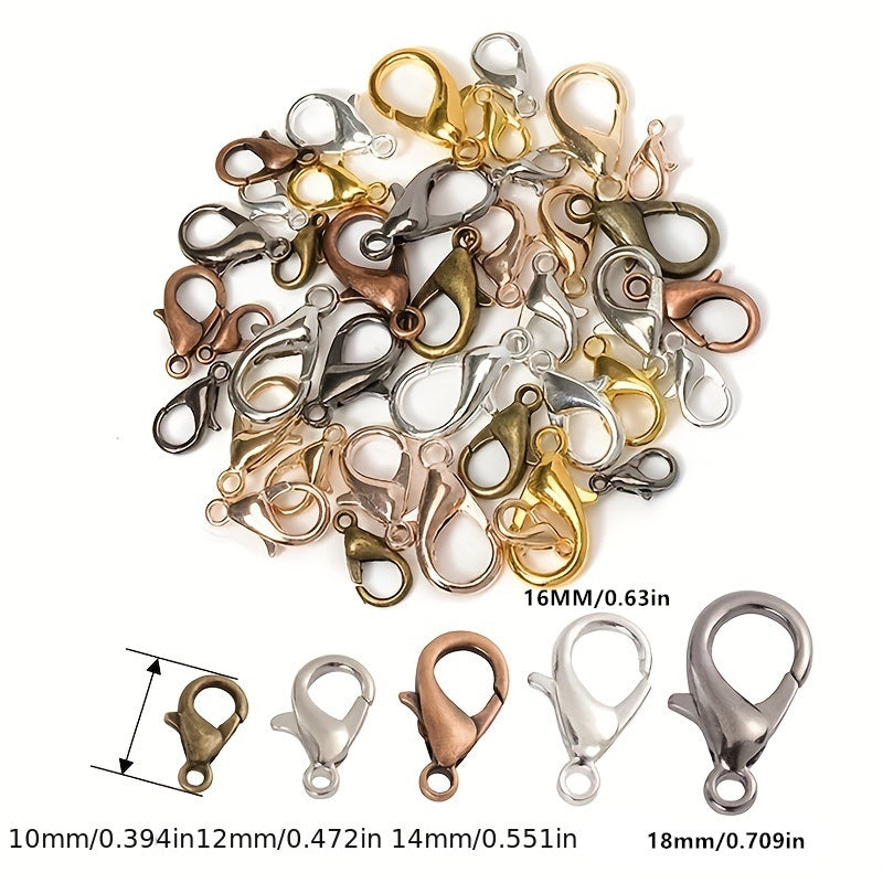 60pcs Lobster Clasps for Bracelets Necklaces 10-18mm Hooks Closure Findings