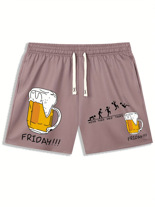 Beer Friday Pattern Casual Shorts for Summer