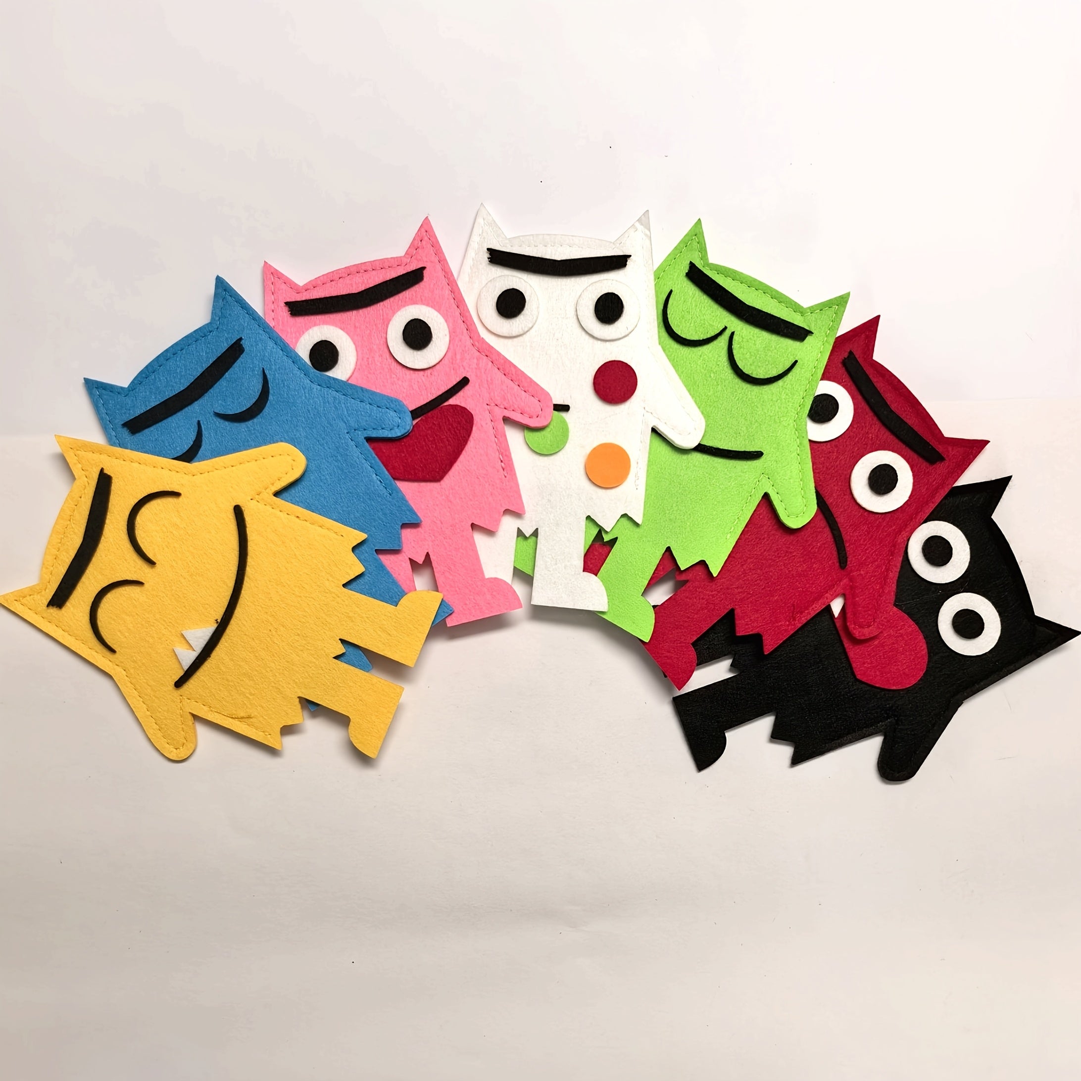 14pcs Monster Felt Puppet English Book Emotional Recognition Props