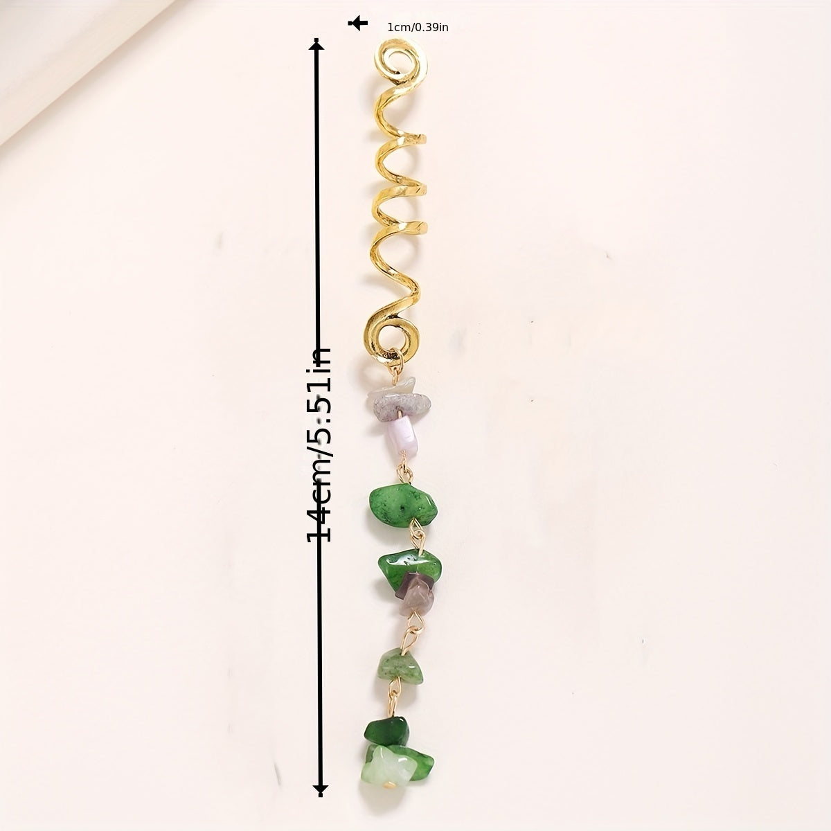 Braided Spiral Hair Ring Natural Stone Pendant Dreadlock Retro Hair Clip