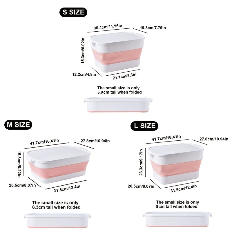 Foldable Plastic Storage Box with Cover for Camping and Household