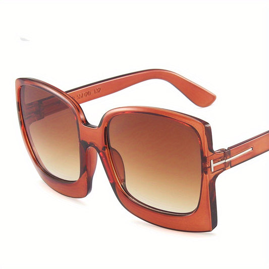 Oversized Square Frame Sunglasses Solid Gradient Lens Cat Eye Glasses
