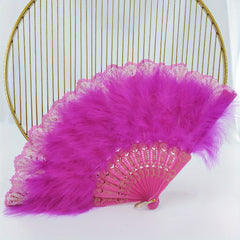 Pink Plush Folding Fan Dance Performance Photography Props