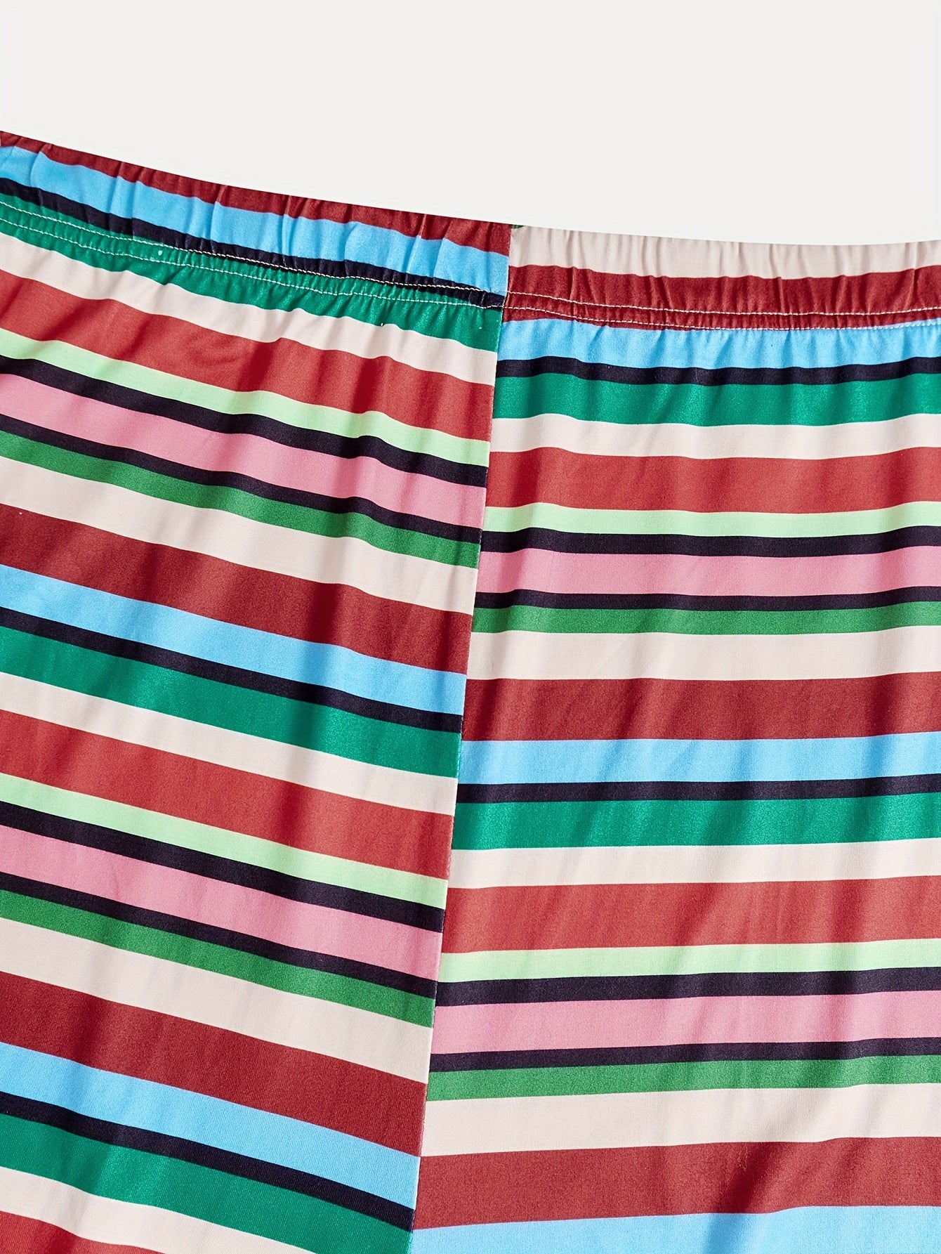  Colorful Stripe Print Midi Skirt