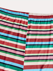  Colorful Stripe Print Midi Skirt