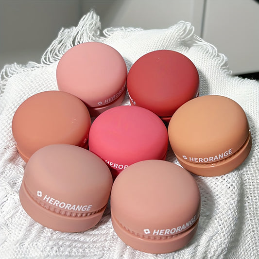 Matte Pink Cheek Tint Blusher Powder with Puff