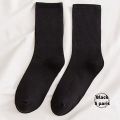 5 Pairs Warm Mid Tube Women's Solid Socks Comfy Stockings