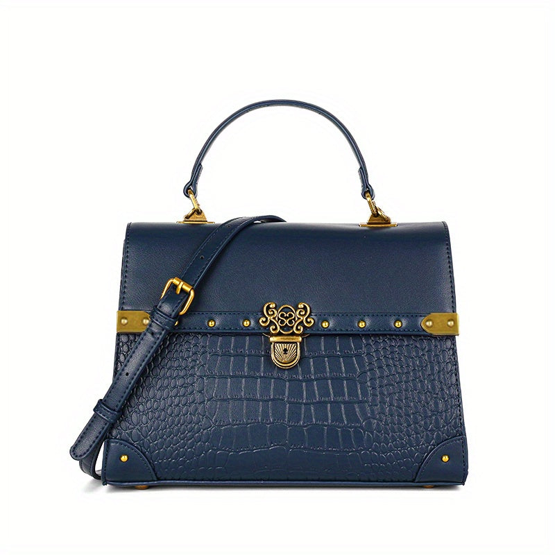Crocodile Pattern Crossbody Bag Top Handle Satchel Handbag