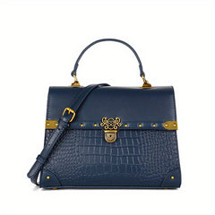 Crocodile Pattern Crossbody Bag Top Handle Satchel Handbag
