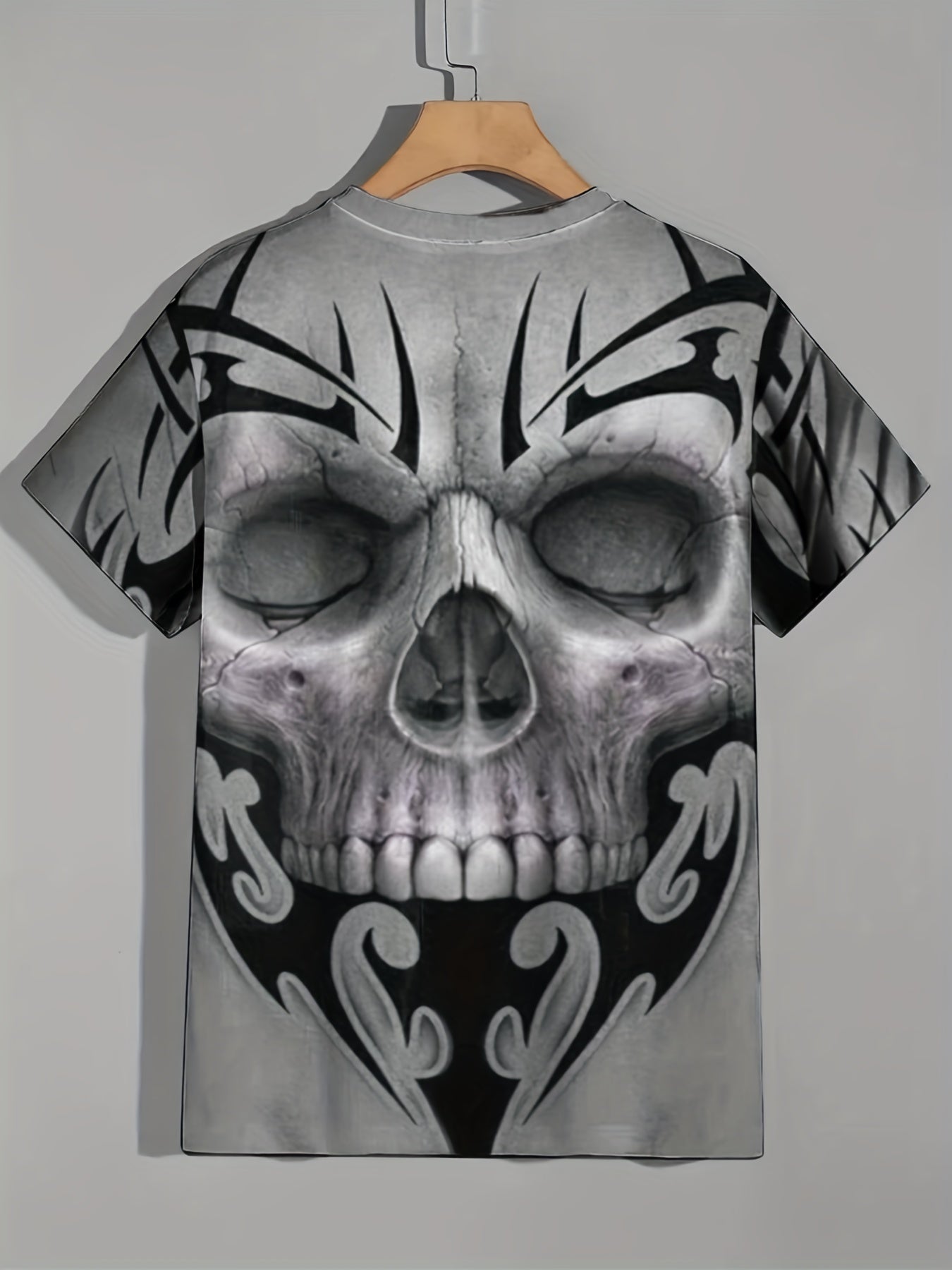 Men's Breathable 3D Skull Graphic Tee for Summer