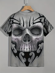 Men's Breathable 3D Skull Graphic Tee for Summer