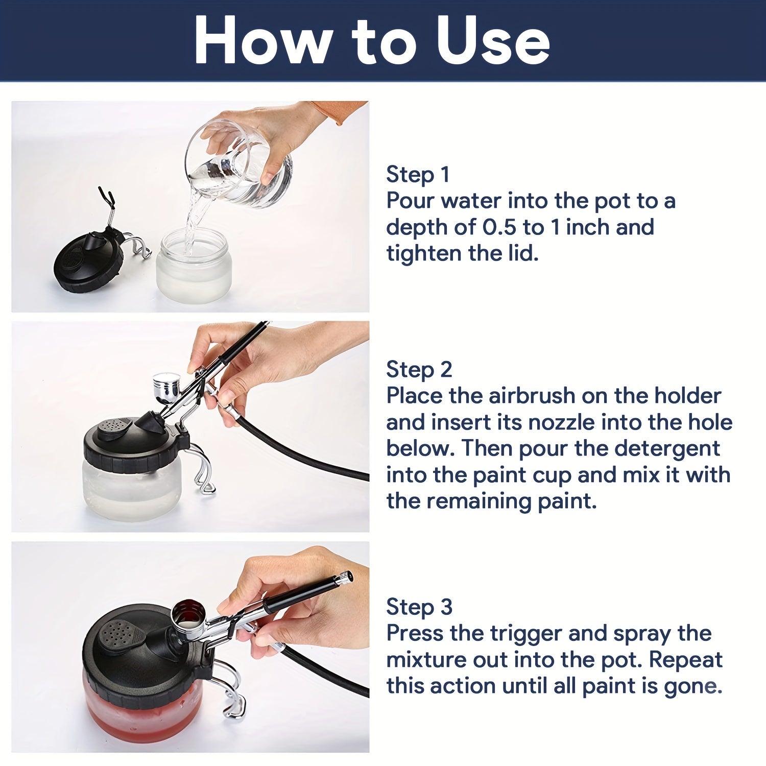 Airbrush Cleaning Pot Spray Gun Washing Glass Jar with Air Filter Mat