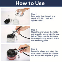 Airbrush Cleaning Pot Spray Gun Washing Glass Jar with Air Filter Mat