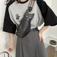 Cat Shaped Chest Bag Crossbody Bag With Wide Strap
