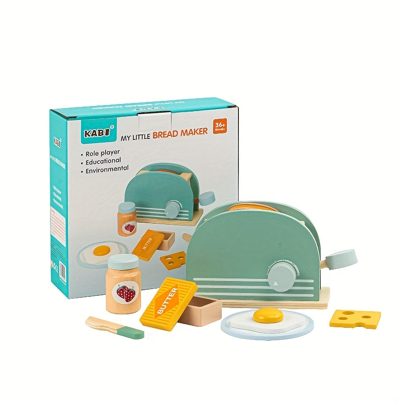 Wooden Kids' Pop Up Toaster Toy Set - Pretend Play Kitchen Accessories