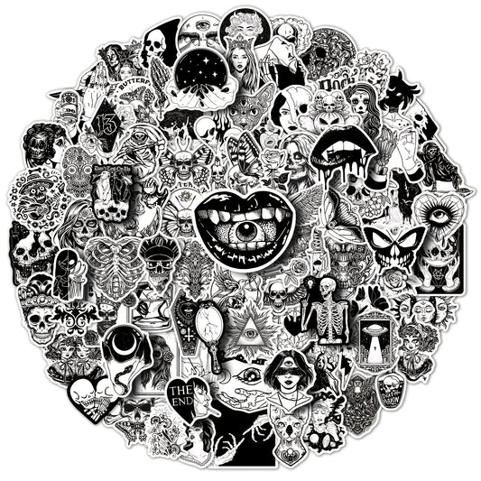 100pcs Gothic Stickers Skull Waterproof Vinyl Stickers For Laptop Phone Car