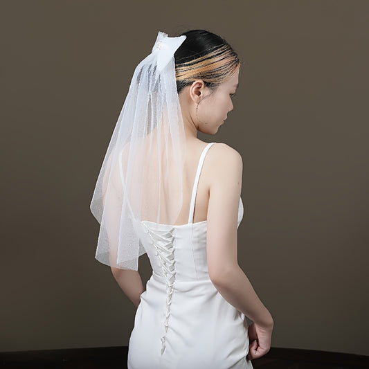 Butterfly Bow Bridal Veil Polyester Tulle Wedding Head Veil