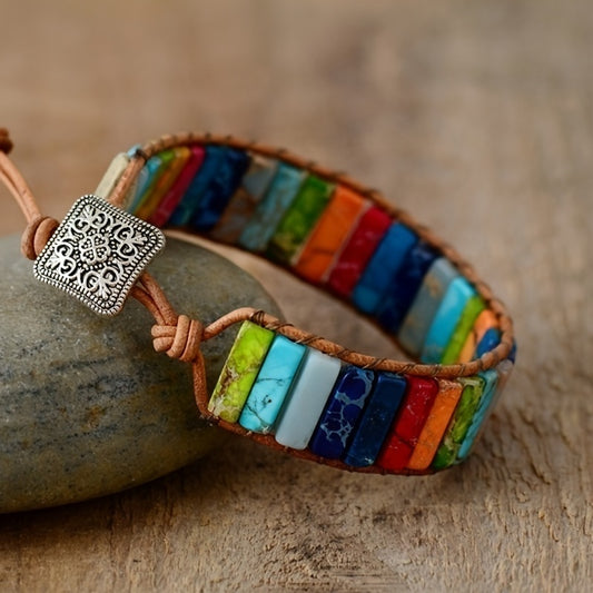 Colorful Stone Braided Bracelet Adjustable Rope Hand Bracelet Energy Healing