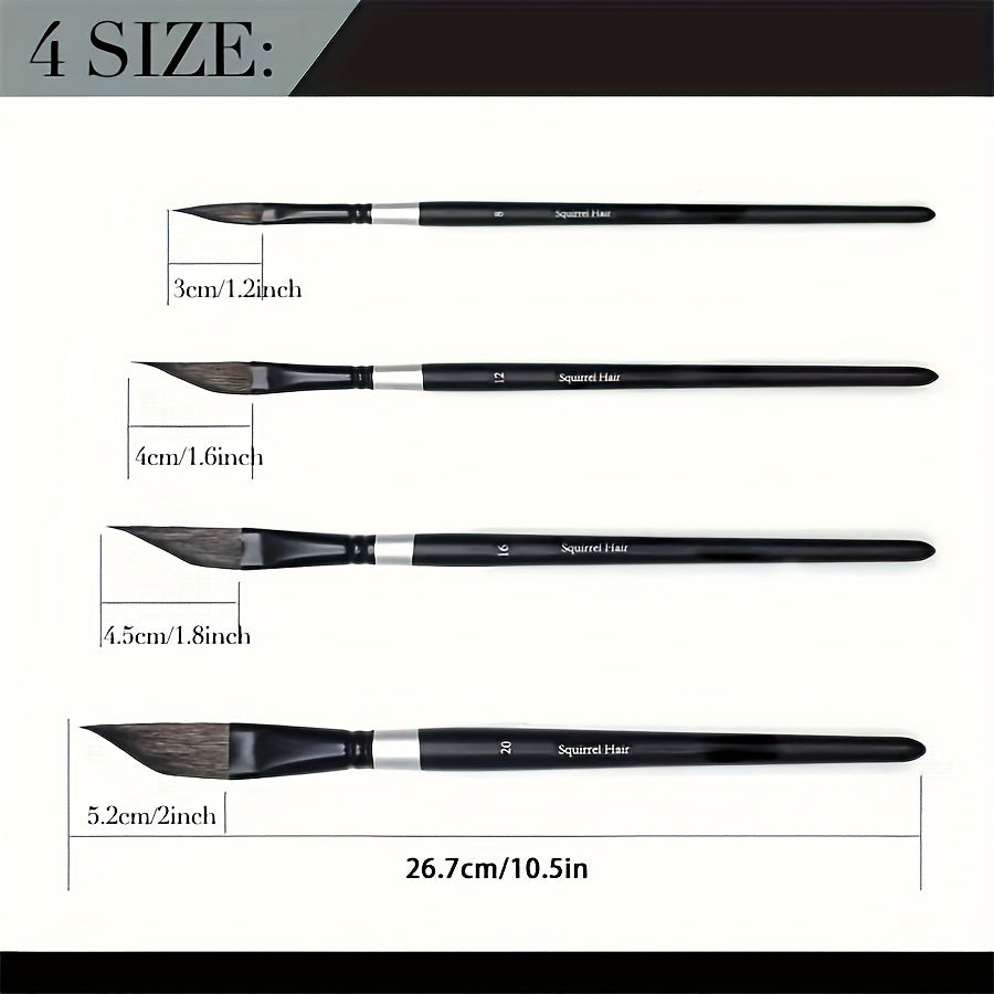 Squirrel Hair Watercolor Brush with Ergonomic Handle & Fine Tip