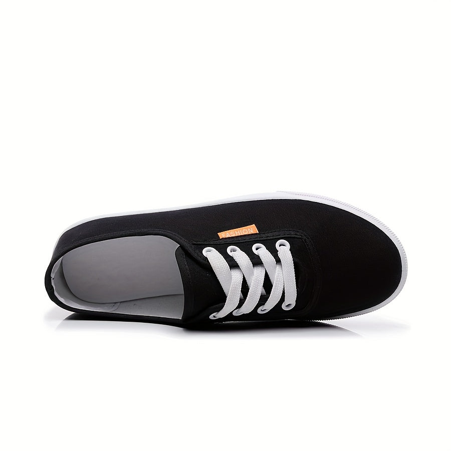 Women's Low Top Canvas Sneakers Lace Up Flat Shoes